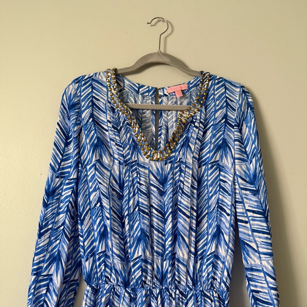 Lilly Pulitzer Colby Romper Embellished Lapis Blue Costa Verde - Picture 2 of 8